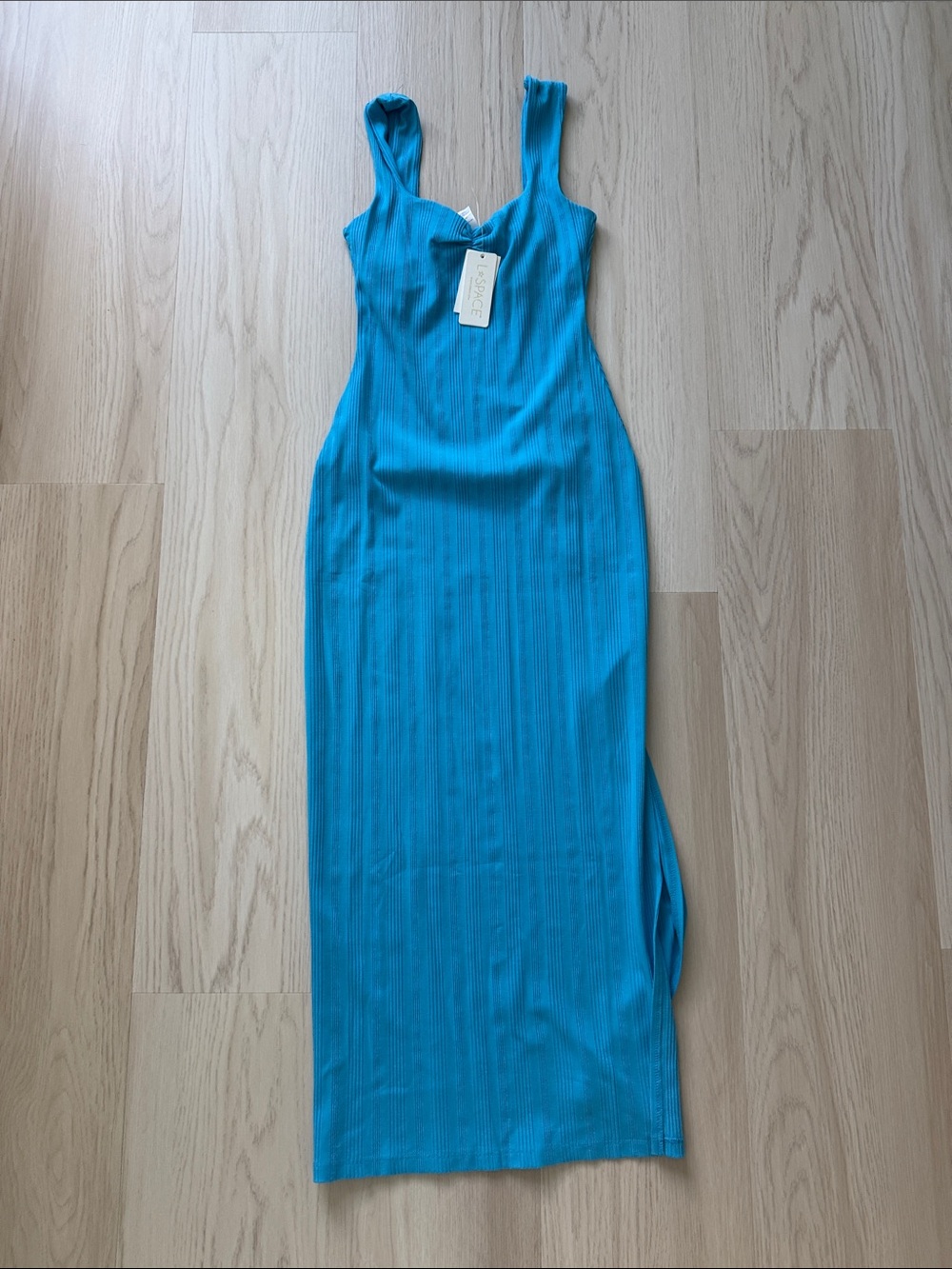 Sleeveless Turquoise Ribbed Maxi Dress - by L Space $139 NWT